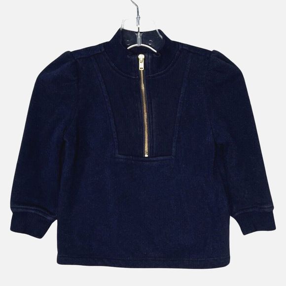 Janie and Jack Shirt Girls 18 to 24 Months Navy Blue Zipper Preppy Minimalist - Picture 1 of 5
